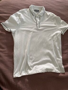 Express Classic White Polo Shirt with Contrast Trim